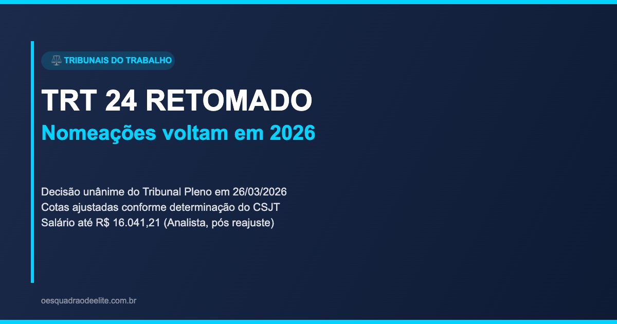 Concurso TRT 24 Retomado: Nomeações Voltam Após Decisão Unânime