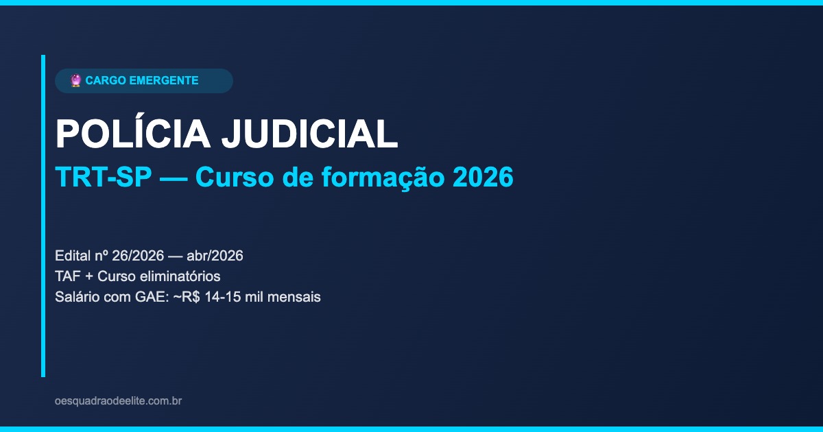 Polícia Judicial TRT-SP: Curso de Formação, TAF, Salário e Atribuições
