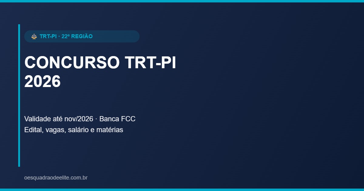 Concurso TRT-PI 2026 (22ª Região): Edital, Vagas, Salário e Matérias